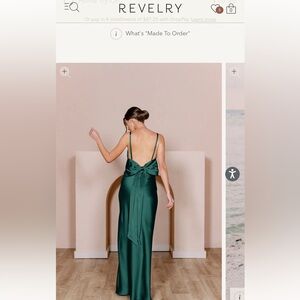 Revelry Steph Satin Dress, size 8, emerald